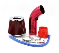 Vuzmode Kit de admisión aire frío universal Turbo con filtro, manguera goma for automóvil 76 mm, tubo sobrealimentador inducción alta potencia Filtro de aire para coche(Rot)