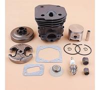 Vuzmode Kit de engranaje tornillo sin fin con cojinete tambor embrague pistón cilindro 45MM, for Husqvarna, juego motor placas Nikasil motosierra 340 345 350 Kit de embrague para cortacésped