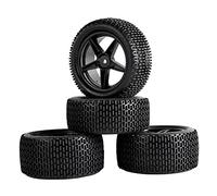 Vuzmode Neumáticos de goma ABS, 2 ruedas delanteras y traseras, for HSP, 1:10 Buggy RC 66041-66051 Coche de juguete todoterreno con ruedas de goma(Schwarz)