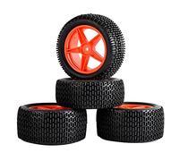 Vuzmode Neumáticos de goma ABS, 2 ruedas delanteras y traseras, for HSP, 1:10 Buggy RC 66041-66051 Coche de juguete todoterreno con ruedas de goma(Rot)