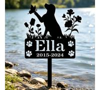 VUZUCOSH Estaca de metal conmemorativa personalizada para mascotas, nombre personalizado, fecha, perro, gato, tumba, marcador para patio