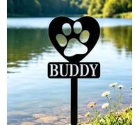 VUZUCOSH Placa conmemorativa de metal para mascotas, con nombre personalizado, fecha, perro, gato, tumba, marcador para patio