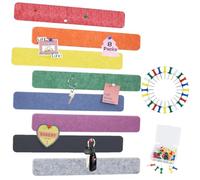 Vuzvuv 8 tiras de barra de tablón de anuncios con 50 chinchetas y 10 pines de clip de madera, tablero de corcho autoadhesivo para pared, tablero de fieltro para escuela, decoración de oficina (color)