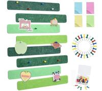 Vuzvuv 8 tiras para tablón de anuncios con 50 chinchetas y 10 pines de clip de madera, tablero de corcho autoadhesivo para pared, tablero de fieltro para la escuela, decoración de oficina (verde)