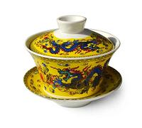 vv8oo Gaiwan - Juego de taza de té chino Dargon Sancai de 7 onzas para té Gongfu (amarillo)
