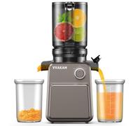 Vvakam Exprimidor de prensa en frío, máquinas exprimidoras masticables con cuchillas integradas para verduras y frutas enteras, canal de alimentación extragrande de 4.33 pulgadas, fácil de limpiar