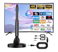 VVancha Tech Antena de TV interna amplificada potente, antena de tv portátil, portátil con base magnética resistente, recepción de larga distancia soporta 4K 1080p VHF UHF DVB-T/DVB-T2