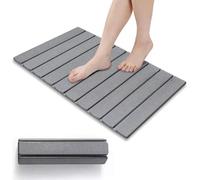 VVancha Tech Foldable Bath Mat, Natural Diatomaceous Earth Non-Slip Fast Drying Super Absorbent 60x39cm Shower Mat for Bathroom Kitchen (Gris Claro)