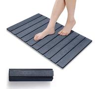 VVancha Tech Foldable Bath Mat, Natural Diatomaceous Earth Non-Slip Fast Drying Super Absorbent 60x39cm Shower Mat for Bathroom Kitchen (Gris Oscuro)