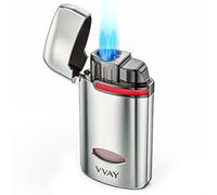 VVAY Mechero Jet Flame de Gas Recargable con 3 Llamas Tipo Soplete, Sin Gas Incluido
