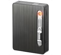 VVAY Pitilleras para Cigarrillos con Mechero Electrico, Pitillera con USB Encendedor, Pitillera con Mechero Regalos para Hombre y Mujer