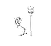 VVCome Broche de corbata para hombre con cadena y corona del árbol de la vida, Tridente, broche de solapa para boda, regalo de negocios, Large, Cobre, Cristal