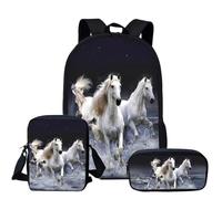 VVCPVDXCI Mochilas de animales con estampado 3D, 3 unidades, mochilas escolares para laptop, mochila de hombro, estuche para lápices, Black, M