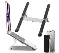 VVGAOGES Soporte para portátil de viaje, soporte de aluminio con ventilación y altura ajustable, soporte plegable para laptop, elevador ergonómico para laptop que se adapta a dispositivos de 11 a 17.3