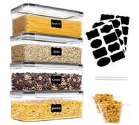 vvhippo 3,2L Botes Cocina Almacenaje 4 Piezas, Recipientes para Alimentos de Plástico, Cocina Almacenaje de Plástico con Etiqueta,Hermeticos Contenedores Cocina para Cereales Pasta Granos