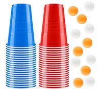 vvhippo Bierpong Becher Set, Beer Pong Becher Enthält 12 Tischtennisbälle und 40 Becher,500ML Beerpongbecher, Wiederverwendbare Partybecher für Weihnachten Party Geburtstag Festivals Hochzeit Camping