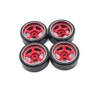 VVHKMSIL 1/28 Piezas de Repuesto de Coche teledirigido Mejora de Metal neumático de Rueda de Deriva de 27mm(Red)