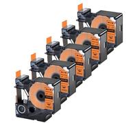 VVHKMSIL 5 pcs 19 mm 18436 Cinta de Etiqueta Negra en Naranja Compatible con ILP 219 5000 5200 impresoras de Etiqueta