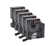VVHKMSIL 5pcs 45013 Cinta de 12 mm D1 Compatible con LabelManager 160 280 Impresoras Cinta de Impresora para 45010 45016 45018 Modelos(White on Black)