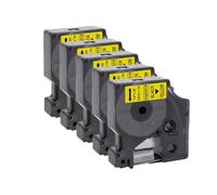VVHKMSIL 5pcs 45013 Cinta de 12 mm D1 Compatible con LabelManager 160 280 Impresoras Cinta de Impresora para 45010 45016 45018 Modelos(Black on Yellow)