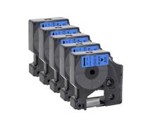 VVHKMSIL 5pcs 45013 Cinta de 12 mm D1 Compatible con LabelManager 160 280 Impresoras Cinta de Impresora para 45010 45016 45018 Modelos(Black on Blue)