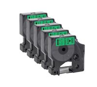 VVHKMSIL 5pcs 45013 Cinta de 12 mm D1 Compatible con LabelManager 160 280 Impresoras Cinta de Impresora para 45010 45016 45018 Modelos(Black on Green)