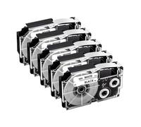 VVHKMSIL 5pk 9 mm XR12WE La Cinta de Etiqueta Compatible Funciona con XR-12WE XR-12YW XR-9WE XR-9YW XR-12X Fits KL-60 KL-60SR KL-100 Etiqueta(Black on White)