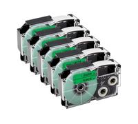 VVHKMSIL 5pk 9 mm XR12WE La Cinta de Etiqueta Compatible Funciona con XR-12WE XR-12YW XR-9WE XR-9YW XR-12X Fits KL-60 KL-60SR KL-100 Etiqueta(Black on Green)