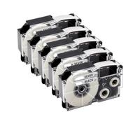 VVHKMSIL 5pk 9 mm XR12WE La Cinta de Etiqueta Compatible Funciona con XR-12WE XR-12YW XR-9WE XR-9YW XR-12X Fits KL-60 KL-60SR KL-100 Etiqueta(Black on Silver)