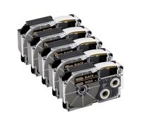 VVHKMSIL 5pk 9 mm XR12WE La Cinta de Etiqueta Compatible Funciona con XR-12WE XR-12YW XR-9WE XR-9YW XR-12X Fits KL-60 KL-60SR KL-100 Etiqueta(Gold on Black)