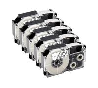 VVHKMSIL 5pk 9 mm XR12WE La Cinta de Etiqueta Compatible Funciona con XR-12WE XR-12YW XR-9WE XR-9YW XR-12X Fits KL-60 KL-60SR KL-100 Etiqueta(Black on Clear)