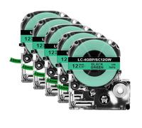 VVHKMSIL 5pk La Cinta de Etiqueta Compatible de 12 mm para SS12KW LK-4WBN ST12KW SC12RW SC12YW Funciona con la Impresora de Etiqueta LW-300 LW-400(Black on Green)
