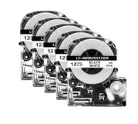 VVHKMSIL 5pk La Cinta de Etiqueta Compatible de 12 mm para SS12KW LK-4WBN ST12KW SC12RW SC12YW Funciona con la Impresora de Etiqueta LW-300 LW-400(Black on White)