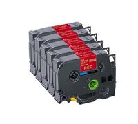 VVHKMSIL 5pk RW34 Cintas de Cinta de satén de 12 mm compatibles con Re34 RN34 R234 R231 Etiqueta PTH110(Gold on Red)