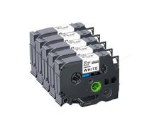 VVHKMSIL 5pk RW34 Cintas de Cinta de satén de 12 mm compatibles con Re34 RN34 R234 R231 Etiqueta PTH110(Black on White)