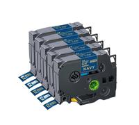 VVHKMSIL 5pk RW34 Cintas de Cinta de satén de 12 mm compatibles con Re34 RN34 R234 R231 Etiqueta PTH110(Gold on Navy)