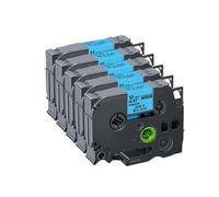 VVHKMSIL 5pk RW34 Cintas de Cinta de satén de 12 mm compatibles con Re34 RN34 R234 R231 Etiqueta PTH110(BK on Sky Blue)