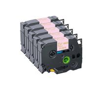 VVHKMSIL 5pk RW34 Cintas de Cinta de satén de 12 mm compatibles con Re34 RN34 R234 R231 Etiqueta PTH110(Gold on Pink)