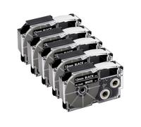 VVHKMSIL 5PK XR12WE WELSELLES COMPATIBLES con XR12X XR12YW XR12BKG La Cinta de Etiqueta de 12 mm Funciona para el Fabricante de Etiquetas KL60 KL120(White on Black)