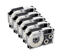 VVHKMSIL 5PK XR12WE WELSELLES COMPATIBLES con XR12X XR12YW XR12BKG La Cinta de Etiqueta de 12 mm Funciona para el Fabricante de Etiquetas KL60 KL120(Black on Silver)