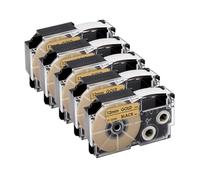 VVHKMSIL 5PK XR12WE WELSELLES COMPATIBLES con XR12X XR12YW XR12BKG La Cinta de Etiqueta de 12 mm Funciona para el Fabricante de Etiquetas KL60 KL120(Black on Gold)