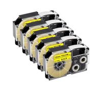 VVHKMSIL 5PK XR12WE WELSELLES COMPATIBLES con XR12X XR12YW XR12BKG La Cinta de Etiqueta de 12 mm Funciona para el Fabricante de Etiquetas KL60 KL120(Black on Yellow)