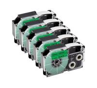 VVHKMSIL 5PK XR12WE WELSELLES COMPATIBLES con XR12X XR12YW XR12BKG La Cinta de Etiqueta de 12 mm Funciona para el Fabricante de Etiquetas KL60 KL120(Black on Green)