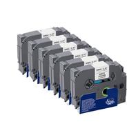 VVHKMSIL 6pk Tzes231 Cinta Compatible de 12 mm Tzes131 TZE-S231 TZES631 TZE-SM93 Fuerte Cinta Adhesiva Funciona con impresoras de Etiqueta(Matt Silver)
