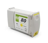 VVHKMSIL 80 Cartuchos de Repuesto compatibles Completamente Cargados con Tinta colorante para Impresora Designjet 1050c Plus 1055cm Plus 350ml(Yellow)