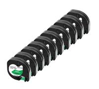 VVHKMSIL Cape LT 10pk 12 mm Compatible con Etiqueta Maker LT100H LT100T Funciona con 91201 91331 12267 91200 91202 Cintas DE Lata(Black on Green)