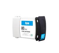 VVHKMSIL Cartucho de Tinta Compatible con Chip Dye, 350ML, 80, Compatible con Suministros de Impresora Designjet 1050 1055 1055cm Plus(Cyan)