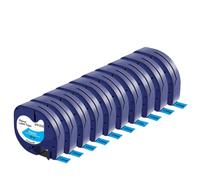 VVHKMSIL Cetas de Etiqueta de 10pk de 12 mm compatibles con LT 91201 12267 91200 91202 91203 91204 91205 para la máquina de etiquetado LT100H(Black on Blue)