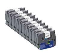 VVHKMSIL Cinta Compatible de 18 mm 6pk 10pk tzes241 Negro en Blanco Adhesivo Fuerte para Fabricante de Etiquetas Compatible con Etiquetas TZE S241(10PK)