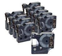 VVHKMSIL Cinta de Etiqueta Compatible con 10 Piezas D1 45013 40913 43613 45010 45108 45023 45024 12 mm para LabelManager 160 280 210D(White on Black)